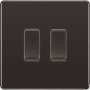 BG Screwless Black Nickel 2 Gang Engraved Custom Labelled Appliance Grid Switch by British General (Nexus-BN-Screwless-2G)