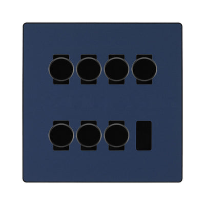BG Evolve Matt Blue 7 Gang Trailing Edge LED Dimmer Light Switch 2 Way Custom Switch by British General (Evolve-DB-CUSTOM-7GANG-7xDIMMER-2WAY)