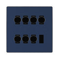 BG Evolve Matt Blue 7 Gang Trailing Edge LED Dimmer Light Switch 2 Way Custom Switch