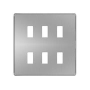 BG Nexus GFPC6 Grid Polished Chrome Screwless 6 Gang Front Plate by British General (BG-GFPC6-1)