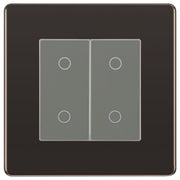 BG Nexus Screwless Black Nickel Double Master Touch Dimmer Switch Grey Inserts by British General (BG-EMTDMG+FBNEMS2)