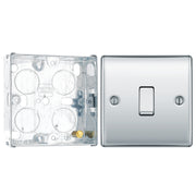 BG Nexus Metal Polished Chrome 20A 16AX Intermediate Light Switch NPC13 with 25mm Steel Back Box by British General (BG-NPC13+HGS02)