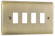 BG RNAB4 Nexus Metal Antique Brass 4 Module Grid Front Plate by British General (BG-RNAB4)