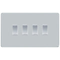 BG Polished Chrome Screwless 4 Gang Light Switch in Double Format Custom Grid