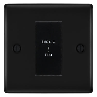 BG Nexus Metal Matt Black 20AX 2 Way Emergency Lighting Test Key Switch - Black Insert