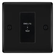 BG Nexus Metal Matt Black 20AX 2 Way Emergency Lighting Test Key Switch - Black Insert