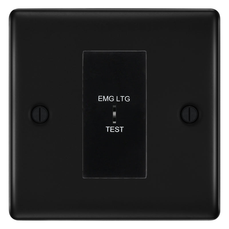 BG Nexus Metal Matt Black 20AX 2 Way Emergency Lighting Test Key Switch - Black Insert