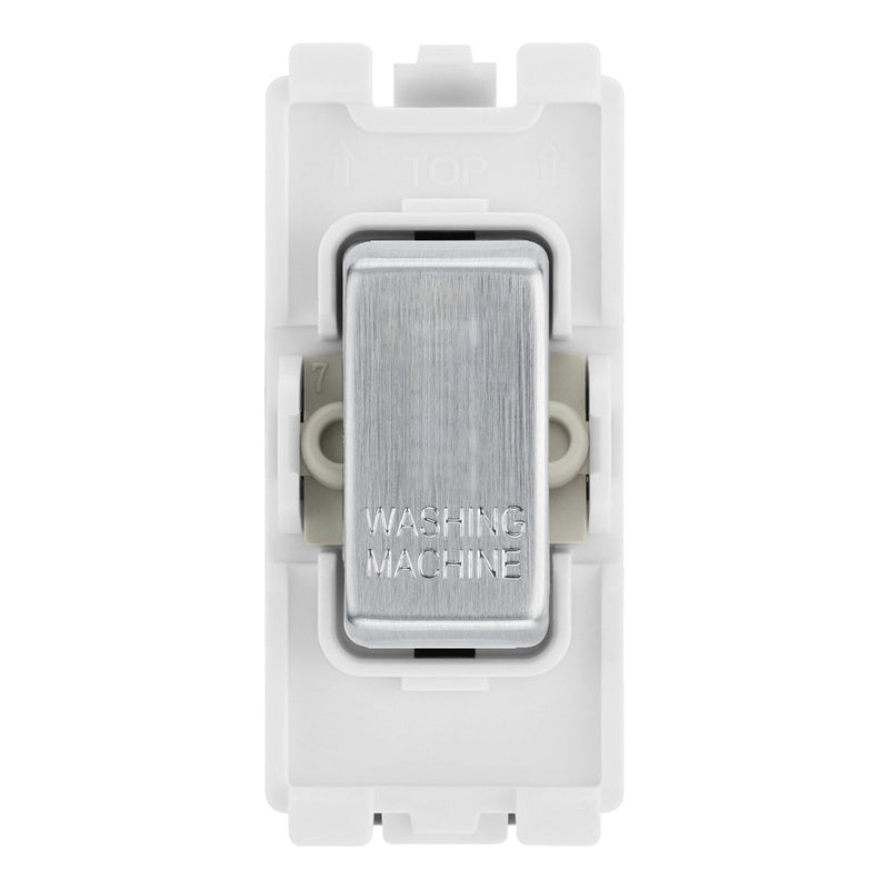 BG RRWMBS Brushed Steel 20 Amp Double Pole Appliance Grid Switch Labelled Washing Machine