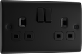 BG NFB22B Nexus Metal Matt Black 2 Gang 13A Double Pole Switched Socket