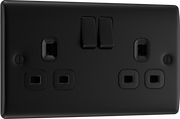 BG NFB22B Nexus Metal Matt Black 2 Gang 13A Double Pole Switched Socket by British General (BG-NFB22B-Shopify-SA_1)