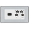 BG Screwless Polished Chrome 4G Faceplate with HDMI + TV/FM/SAT Module - White by British General (BG-FPCEMR4-HDMI-TVFM2W)