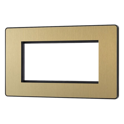 BG Evolve Satin Brass 4G Faceplate with 45W USB A+C Charger Modules – Black Insert