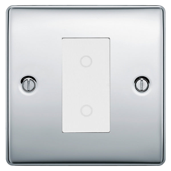 BG Nexus Polished Chrome Single Master Touch Dimmer Switch White Insert NPCTDM1W