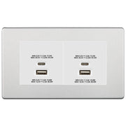 BG Screwless Brushed Steel 4G Faceplate with 45W USB A+C Charger Modules - White Insert by British General (BG-FBSEMR4+EMUSBAC45W)