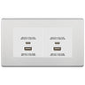BG Screwless Brushed Steel 4G Faceplate with 45W USB A+C Charger Modules - White Insert by British General (BG-FBSEMR4+EMUSBAC45W)