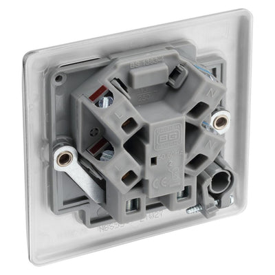 BG Nexus Brushed Steel 13A Flex Outlet Unswitched Fused Connection Unit & Surface Pattress Back Box