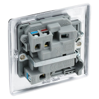 BG Nexus Metal Polished Chrome 13A Neon Fused Connection Switched NPC52 with 25mm Steel Back Box