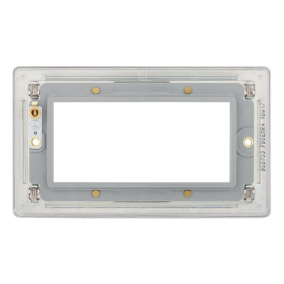 BG Screwless Brushed Steel 4G Faceplate with 45W USB A+C Charger Modules – Black Insert