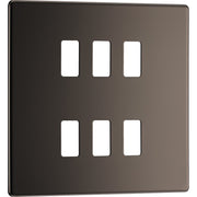 BG Nexus GFBN6 Grid Black Nickel Screwless 6 Gang Front Plate by British General (BG-GFBN6-1)
