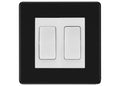 BG Matt Black 2 Gang 20AX 2-Way Switch Custom Grid – White Insert