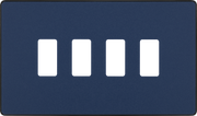BG RPCDDB4B Evolve Grid Matt Blue 4 Module Rectangular Front Plate - Black Trim by British General (BG-RPCDDB4B-Shopify-SA_1)