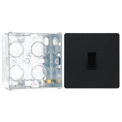 BG Evolve Matt Black 1 Gang 20A 16AX Intermediate Light Switch PCDMB13B with 35mm Steel Back Box