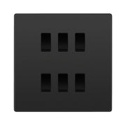 BG Evolve Black Chrome 6 Gang Intermediate Custom Grid Light Switch with Back Box Included by British General (BG-EVOLVE-BC-6G-CUSTOM-6x-INT-SWITCH)