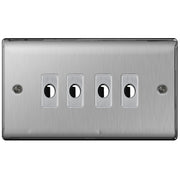 BG Nexus Metal Brushed Steel 4 Gang Flex Outlet Socket by British General (Nexus-BS-4Gang-Flex-Outlet)