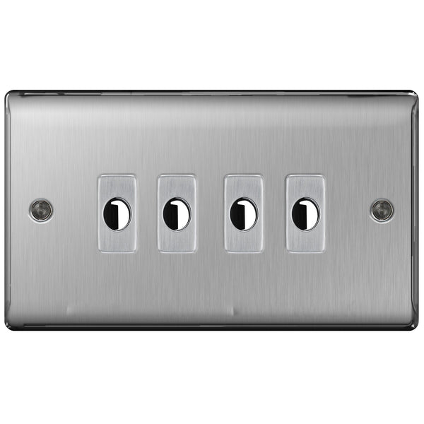 BG Nexus Metal Brushed Steel 4 Gang Flex Outlet Socket