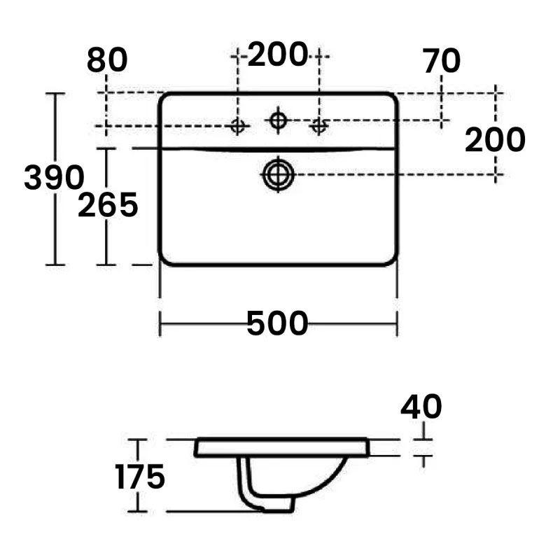 Ideal Standard Concept Cube 500mm Inset Basin With Overflow - White - E501301