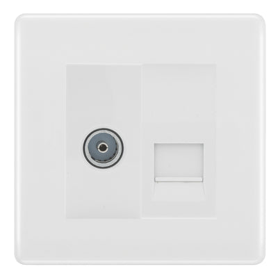 BG Nexus White Moulded TV Aerial & Master Telephone Socket - White Insert