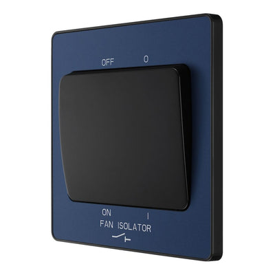 BG Evolve Matt Blue Fan Isolator Switch PCDDB15B with 35mm Steel Back Box