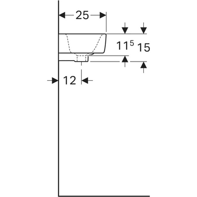 Geberit Selnova Compact RH Countertop Basin 500mm - 1 Tap Hole - 501.513.00.7 by Geberit (Geberit-501.513.00.7)