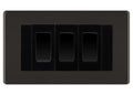 BG Black Nickel Screwless 3 Gang Intermediate Light Switch Custom Grid - Black Insert