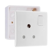 BG Electrical 15A Switched Round Pin Socket White & 32mm Pattress Back Box by British General (BG-899+891)