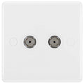 BG 861 Moulded Round Edge | White | 2 Gang Co-Axial TV Socket Outlet