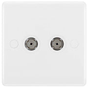 BG 861 Moulded Round Edge | White | 2 Gang Co-Axial TV Socket Outlet by British General (BG-861)