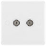 BG 861 Moulded Round Edge | White | 2 Gang Co-Axial TV Socket Outlet by British General (BG-861)