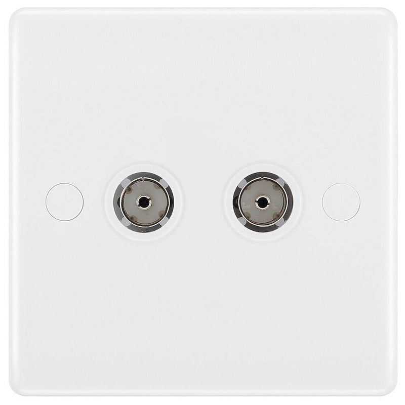 BG 861 Moulded Round Edge | White | 2 Gang Co-Axial TV Socket Outlet