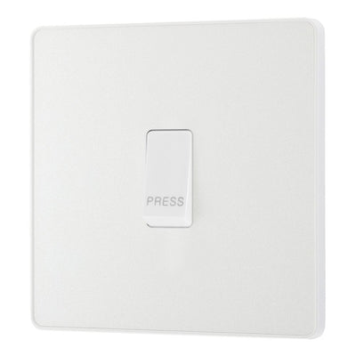 BG Evolve Pearlescent White 10AX 1 Way Press Switch PCDCL14W with 35mm Steel Back Box