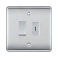 BG Brushed Steel 2 Gang EMG LTG TEST Key Switch with 2 Way Single Pole Switch