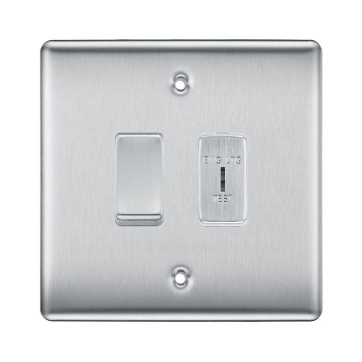 BG Brushed Steel 2 Gang EMG LTG TEST Key Switch with 2 Way