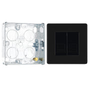 BG Screwless Matt Black Double Secondary Telephone Socket with 25mm Steel Back Box