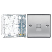 BG Nexus Brushed Steel Single Master Telephone Socket NBSBTM1 with 35mm Steel Back Box