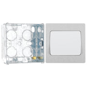 BG Evolve Brushed Steel 1G Wide Rocker Light Switch PCDBS12WW with 35mm Steel Back Box