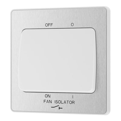 BG Evolve Brushed Steel 10A Triple Pole Fan Isolator Switch PCDBS15W with 35mm Steel Back Box