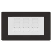 BG Screwless Black Nickel 3 Gang RJ45 CAT6 Data Socket White Inserts by British General (BG-FBNRJ453C5EW)