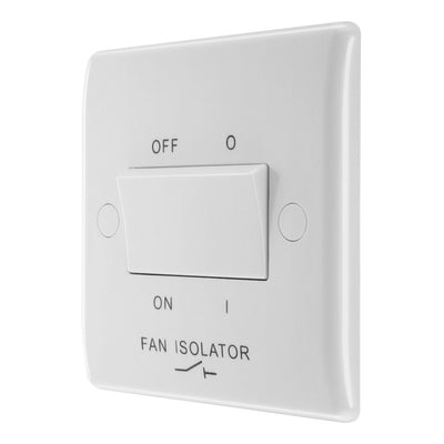 BG Nexus 3 Pole Fan Isolator Switch 10AX White & 32mm Pattress Back Box