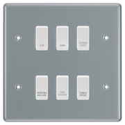BG Metal Clad 6 Gang Custom Labelled Appliance Grid Switch Panel