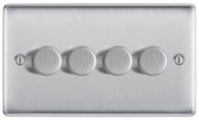 BG NBS84P 4 Gang, 2 Way, 400w Dimmer Switches-push Type Brushed Steel by British General (BG-NBS84P-Shopify-SA_1)